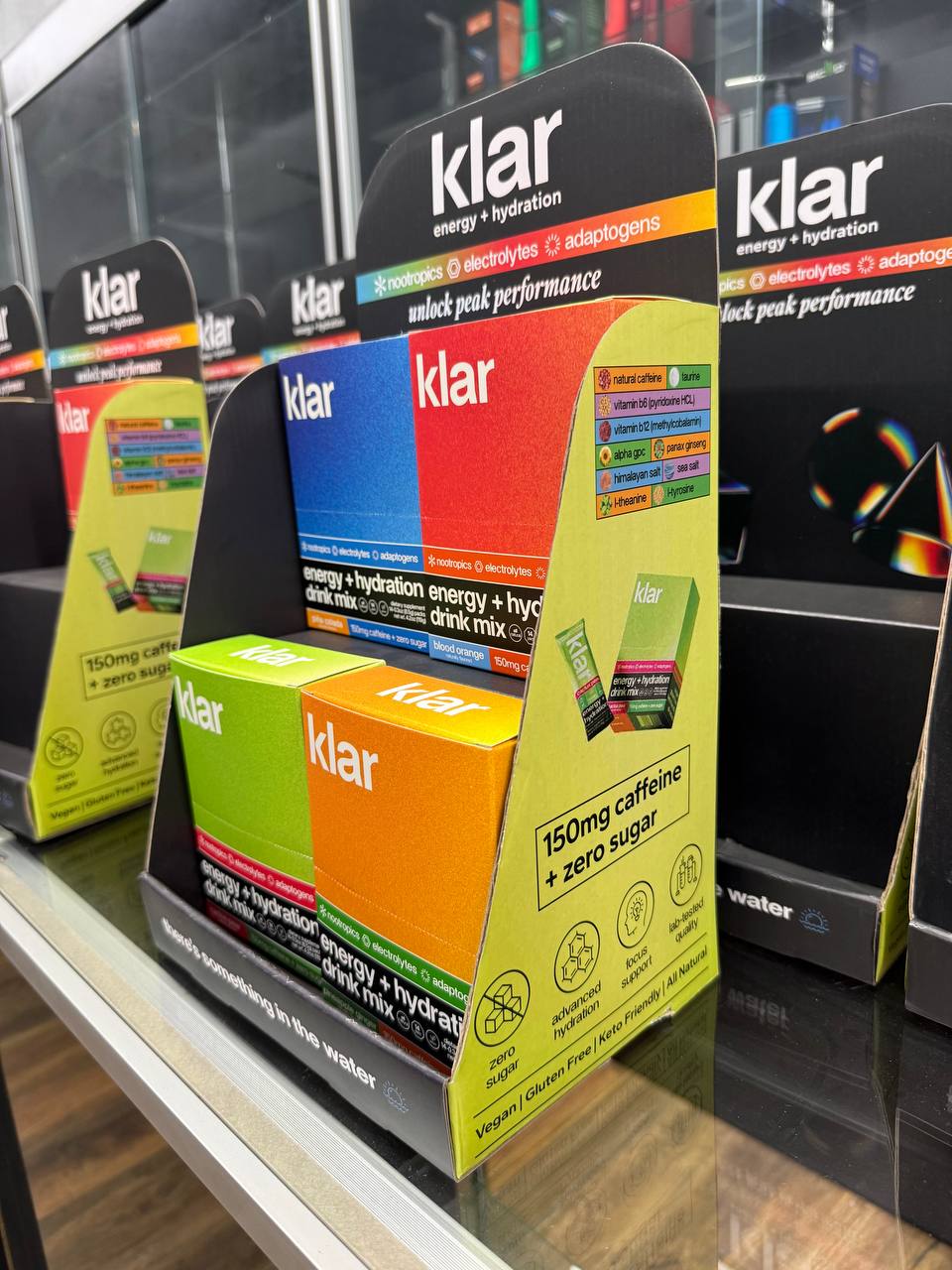 Klar Energy Hydration retail display packaging