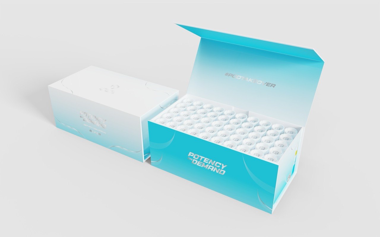 Potency on Demand luxury magnetic closure box with custom insert tray supplement packaging