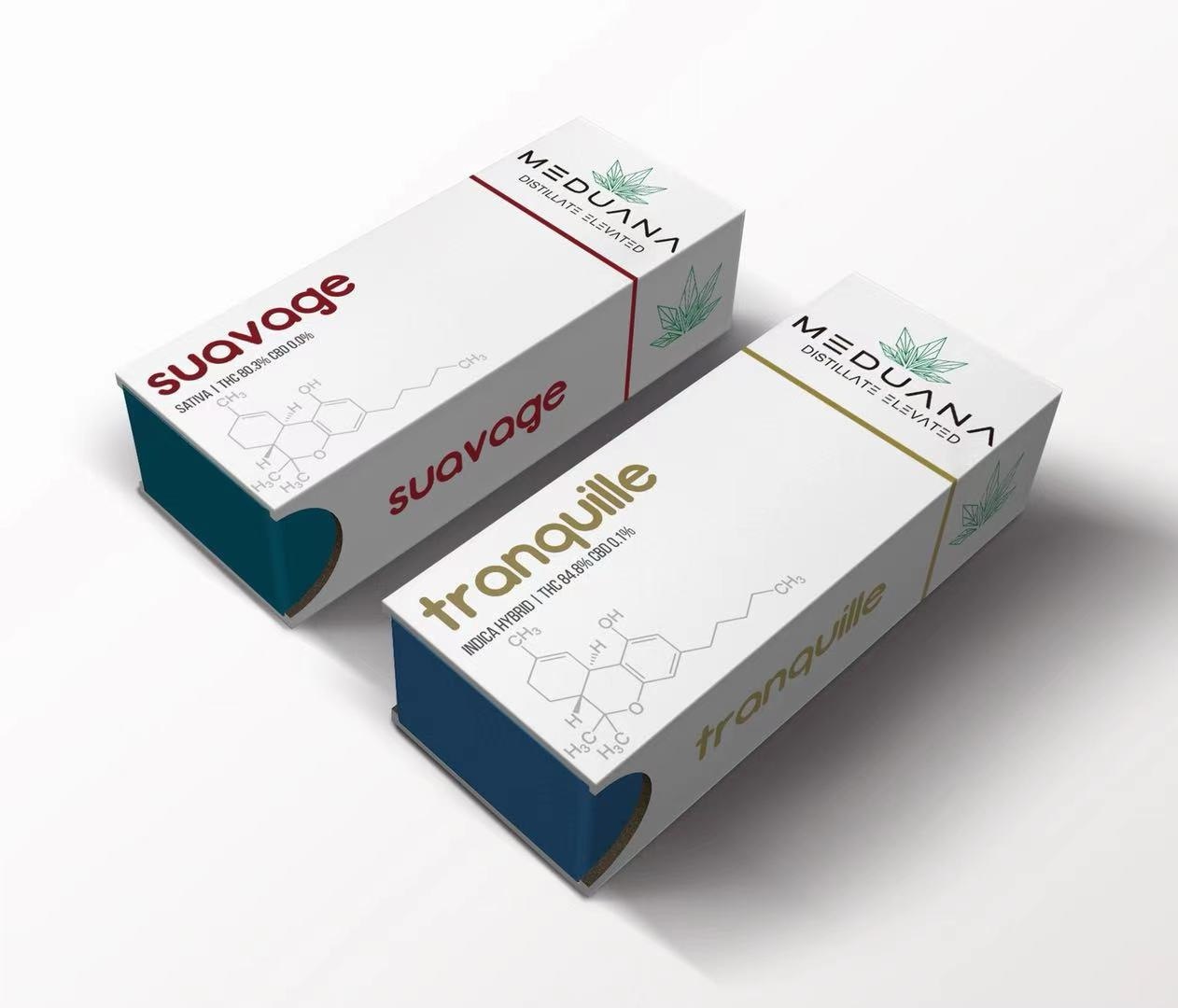 Suavage Meduana custom tuck end boxes cannabis CBD packaging design
